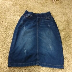 Be-Girl Size Xs Stretchy Matera Classic Blue Denim Pencil Skirt